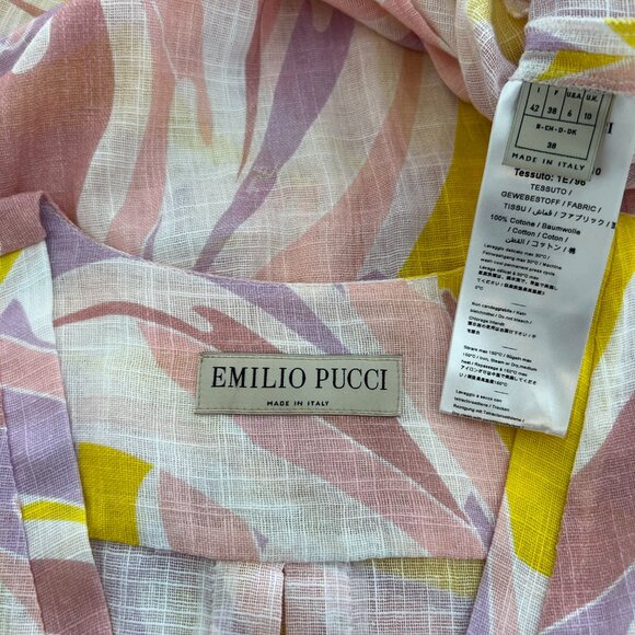 EMILIO PUCCI PINK YELLOW COTTON DRESS MODEL 1EWG10 SIZE IT 40 / US 6 NWOTS! - Picture 16 of 17